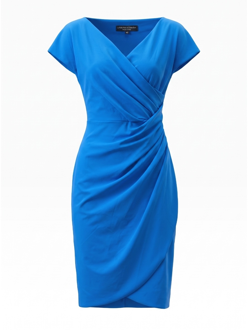 Chiara Boni La Petite Robe Zalfa Ruched Faux-Wrap Dress Blue IT 40 / US 4